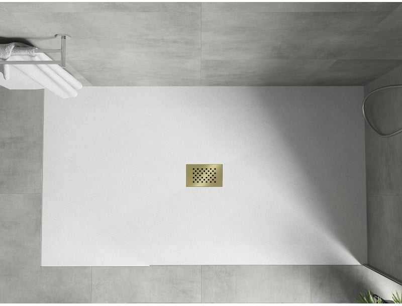 Stačiakampis dušo padėklas Mexen Hugo SMC, 200 x 100 cm, Baltas+Gold