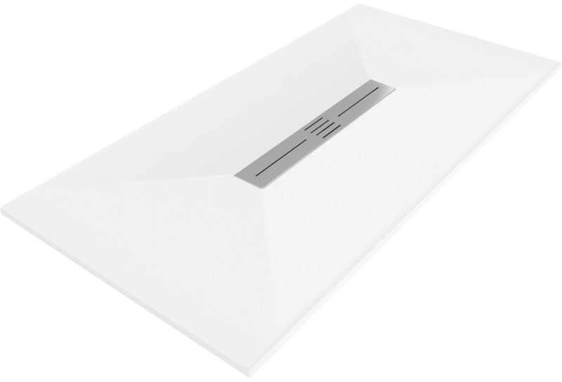 Stačiakampis dušo padėklas Mexen Toro SMC, 200 x 80 cm, Baltas+Inox