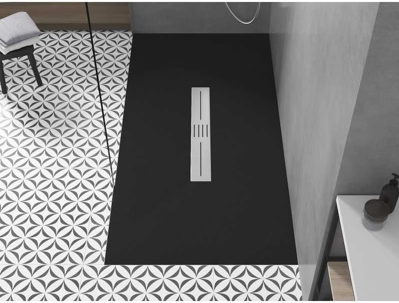 Stačiakampis dušo padėklas Mexen Toro SMC, 180 x 90 cm, Juodas+Inox