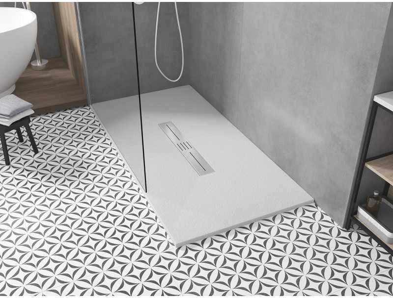 Stačiakampis dušo padėklas Mexen Toro SMC, 180 x 90 cm, Baltas+Inox