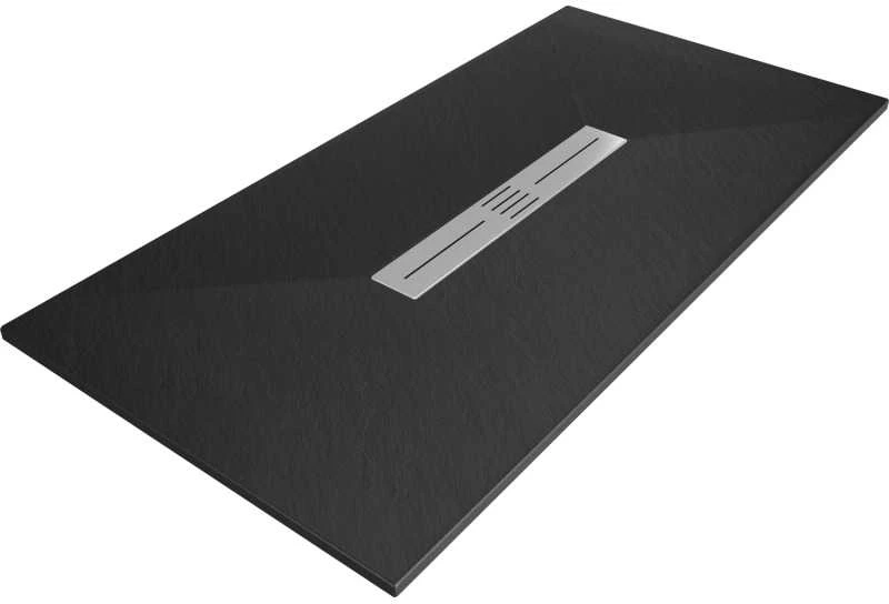Stačiakampis dušo padėklas Mexen Toro SMC, 180 x 90 cm, Juodas+Inox