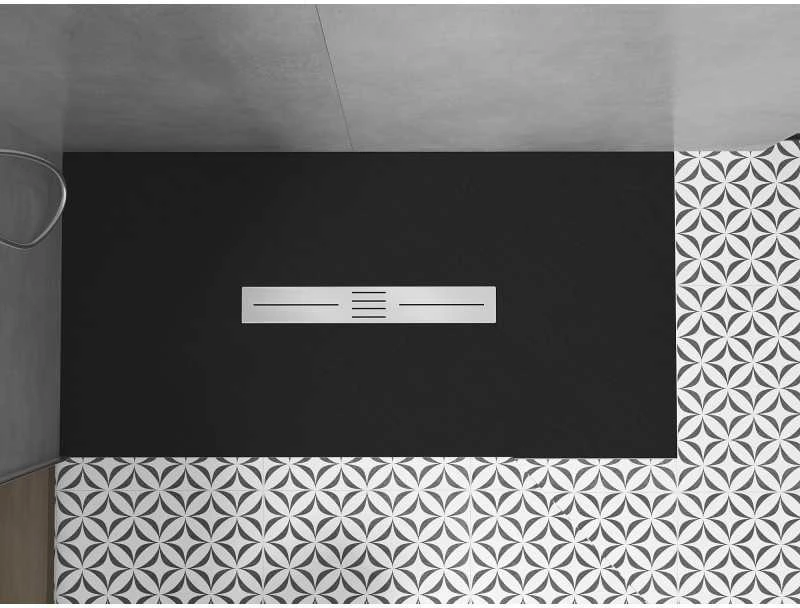 Stačiakampis dušo padėklas Mexen Toro SMC, 160 x 80 cm, Juodas+Inox