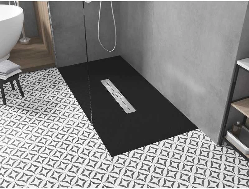 Stačiakampis dušo padėklas Mexen Toro SMC, 180 x 70 cm, Juodas+Inox