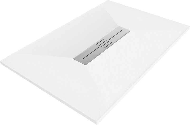 Stačiakampis dušo padėklas Mexen Toro SMC, 100 x 80 cm, Baltas+Inox