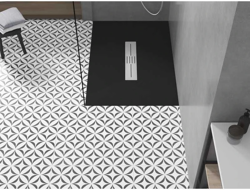 Stačiakampis dušo padėklas Mexen Toro SMC, 100 x 80 cm, Juodas+Inox