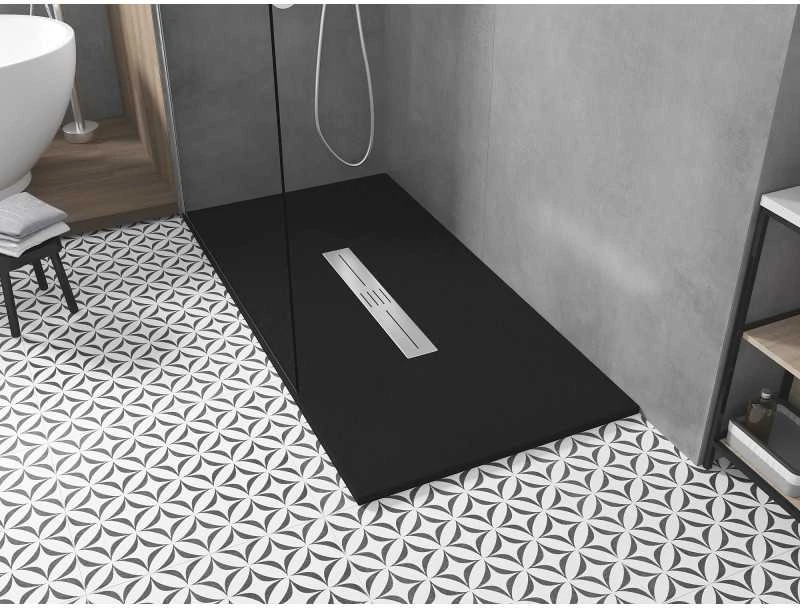 Stačiakampis dušo padėklas Mexen Toro SMC, 180 x 90 cm, Juodas+Inox
