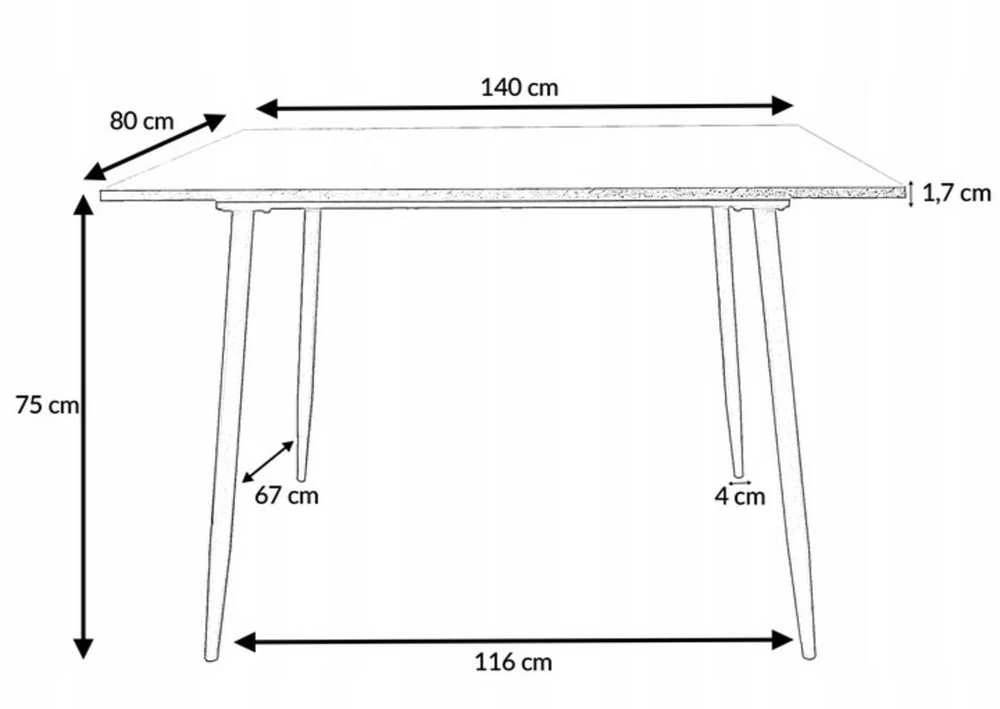 Stalas Ivor, 140x80x75 cm, Oak
