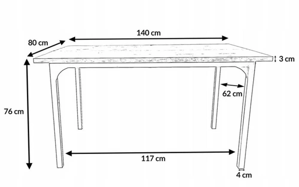 Stalas Vita, 140x80x75 cm, Oak Versailles
