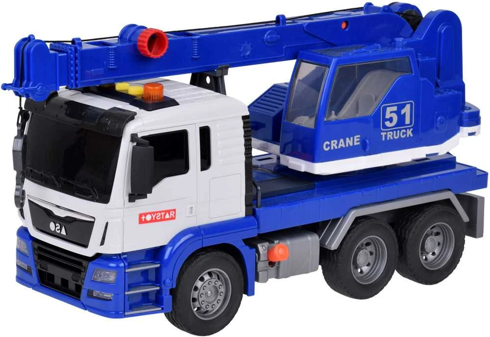Statybinis sunkvežimis su kranu, šviesos ir garso efektais