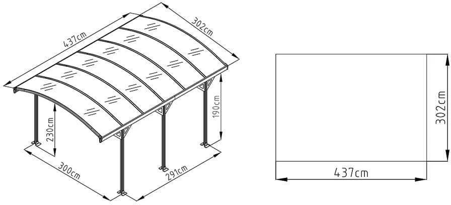 Stoginė automobiliams NEVADA 3x4,4 m, Cold Pilkas
