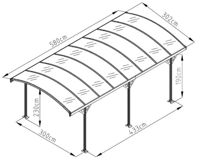 Stoginė automobiliams NEVADA 5,8x3 m, Cold Pilkas