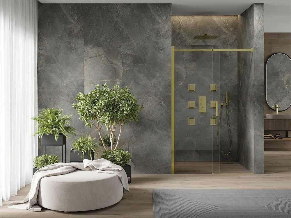 Stumdomos dušo durys Mexen Omega, Gold, 110 cm