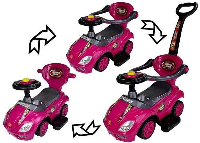 Stumiamas automobilis Mega Car 3in1, rožinis