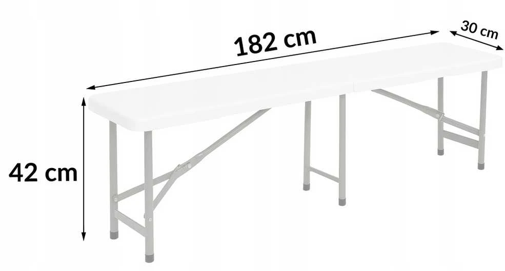 Sulankstomas lauko suolas Party, 182x30x42 cm, baltas