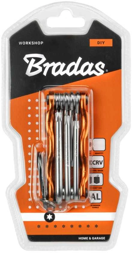 Sulankstomas šešiakampių raktų rinkinys TORX 9 - 40 mm Bradas, 8 vnt., short