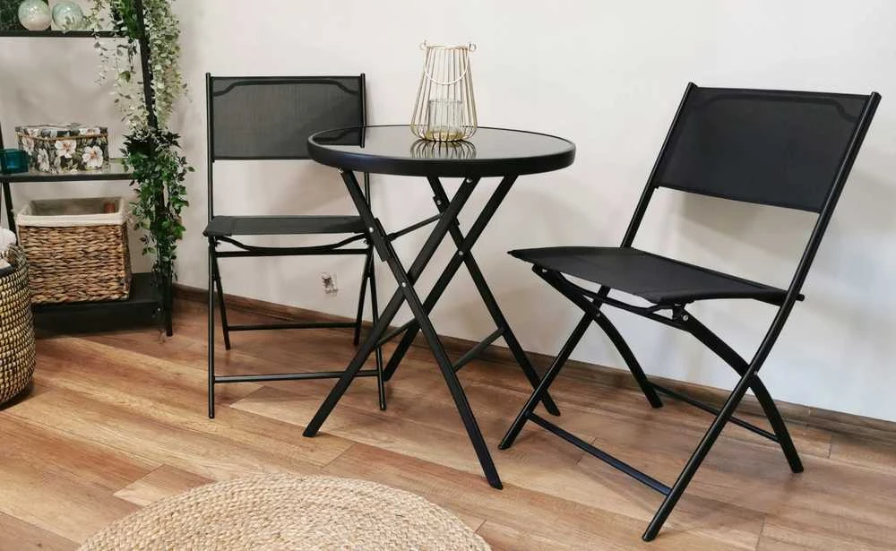 Sulankstomų lauko baldų komplektas Tasso 60 L, 2+1, juodas
