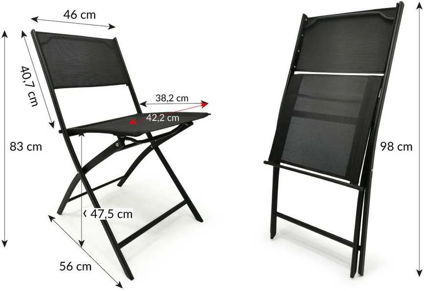 Sulankstomų lauko baldų komplektas Tasso 60 L, 2+1, juodas