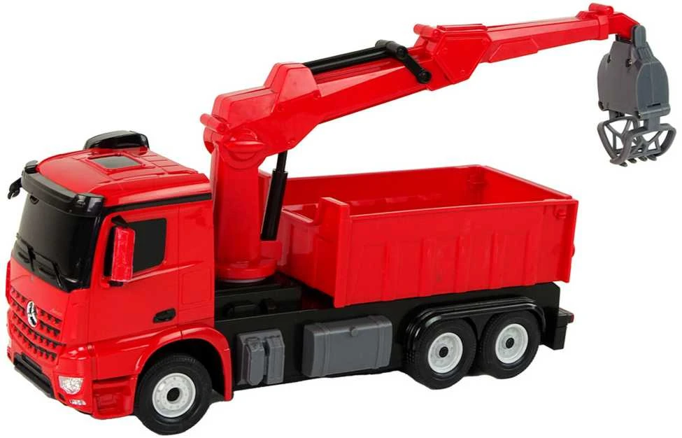 Sunkvežimis Mercedes Rastar Grapple Truck su nuotolinio valdymo pultu, raudonas