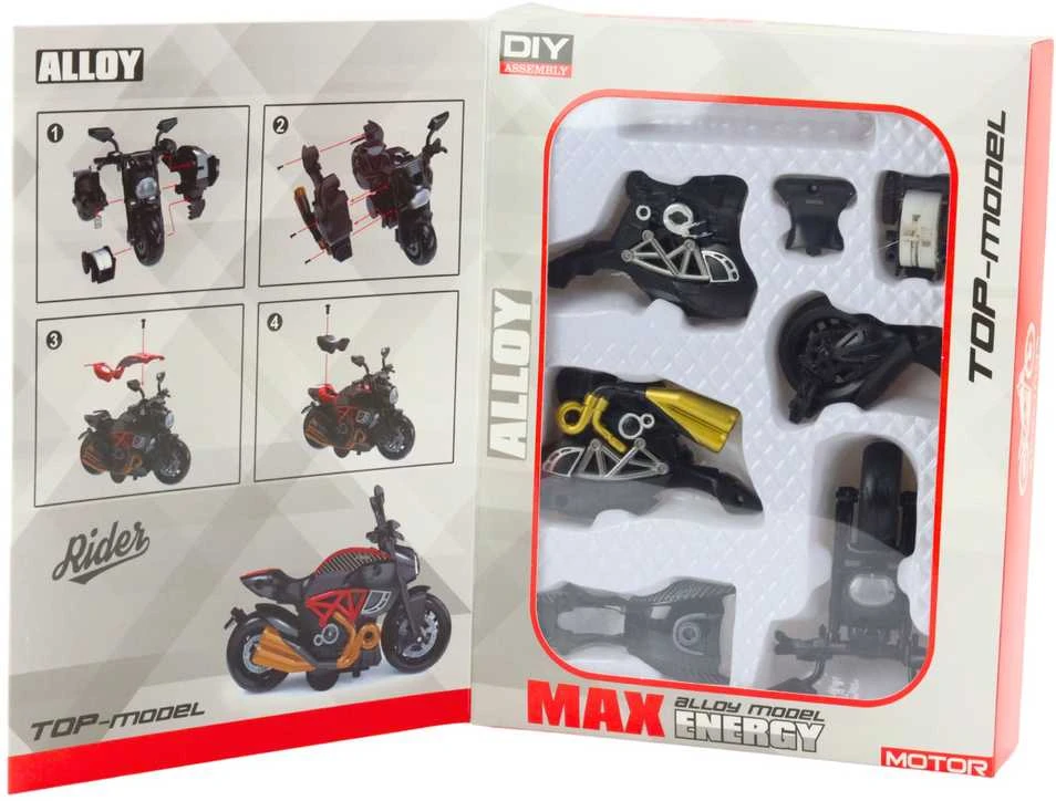 Surenkamas motociklo modelis DIY 1:14, juodas/auksinis