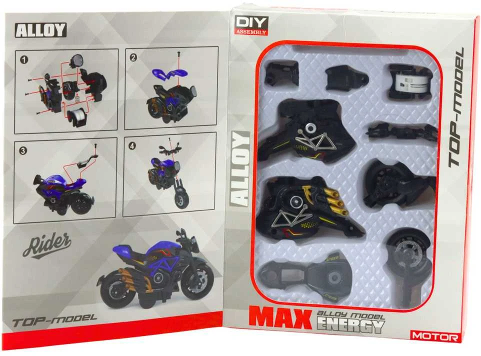 Surenkamas motociklo modelis DIY 1:14, juodas/auksinis
