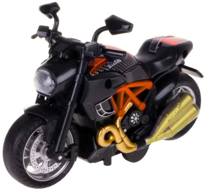 Surenkamas motociklo modelis DIY 1:14, juodas/oranžinis