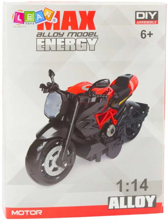 Surenkamas motociklo modelis DIY 1:14, juodas/raudonas