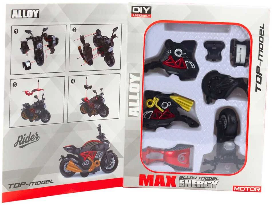 Surenkamas motociklo modelis DIY 1:14, raudonas