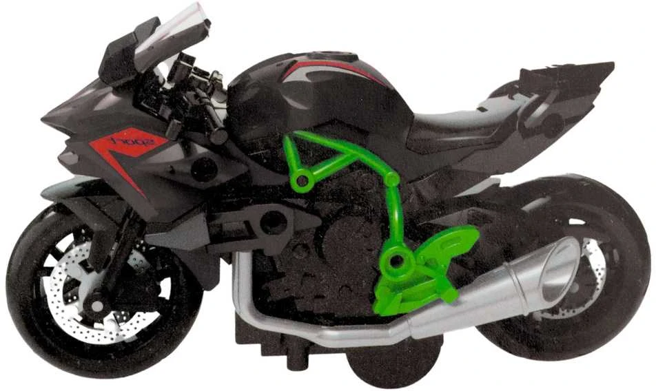 Surenkamas motociklo modelis DIY 1:14, žalias/juodas