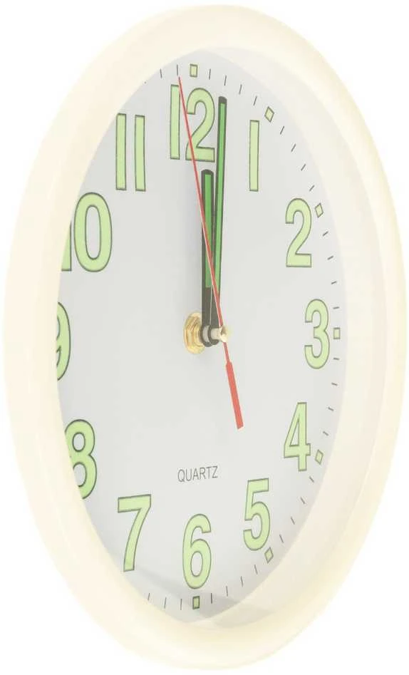 Šviečiantis sieninis laikrodis, 23 cm, baltas