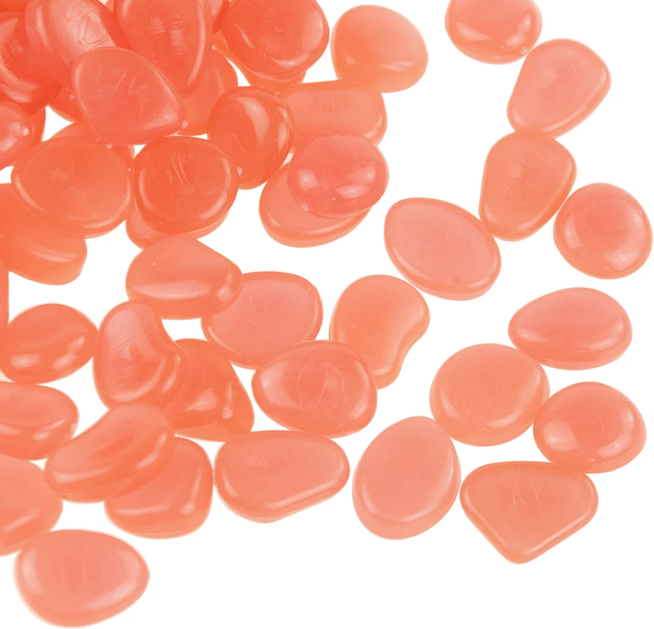 Šviečiantys fluorescenciniai akmenukai, oranžiniai, 100 vnt.