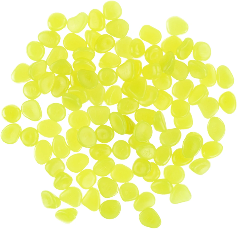 Šviečiantys fluorescenciniai akmenukai, geltoni, 100 vnt.