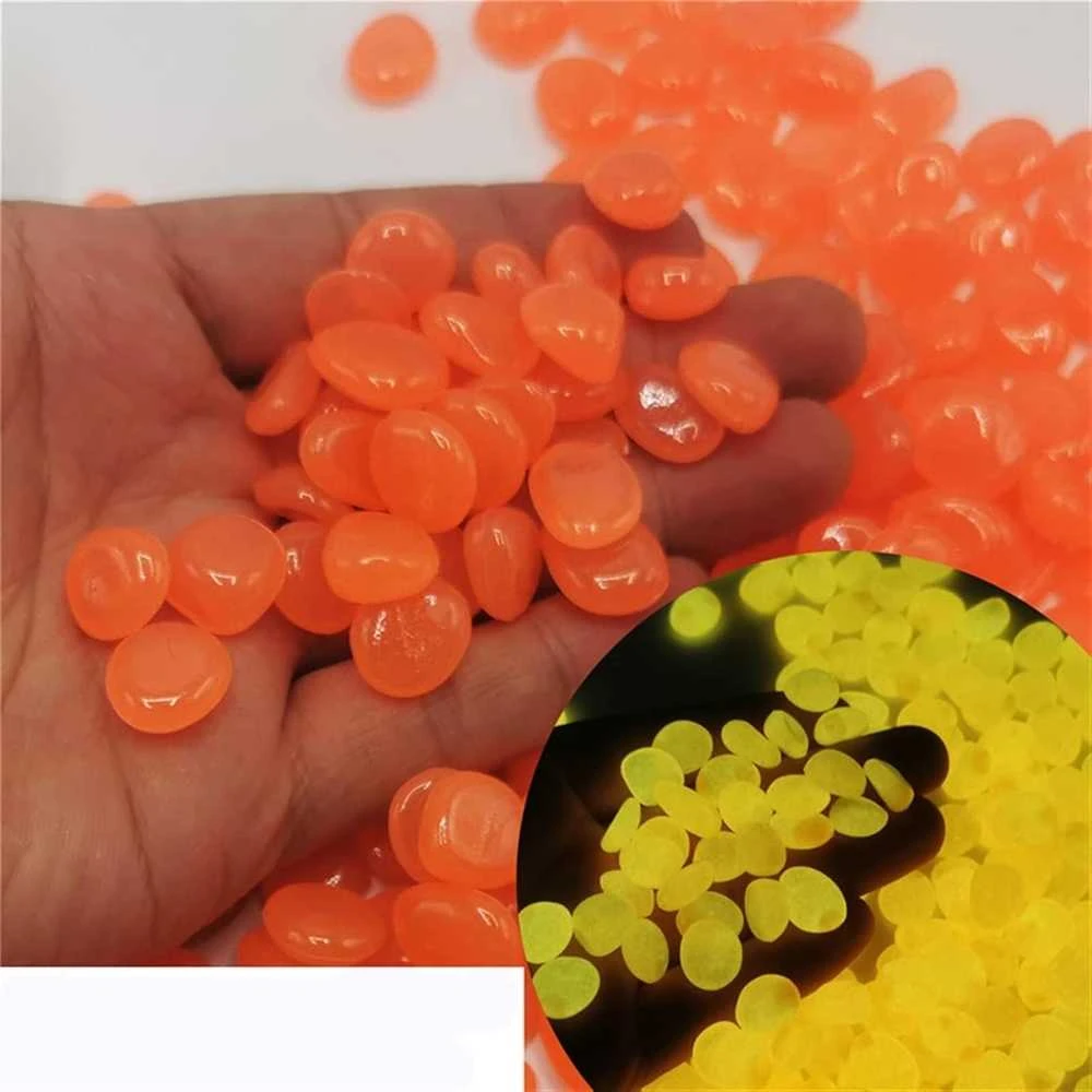 Šviečiantys fluorescenciniai akmenukai, oranžiniai, 100 vnt.