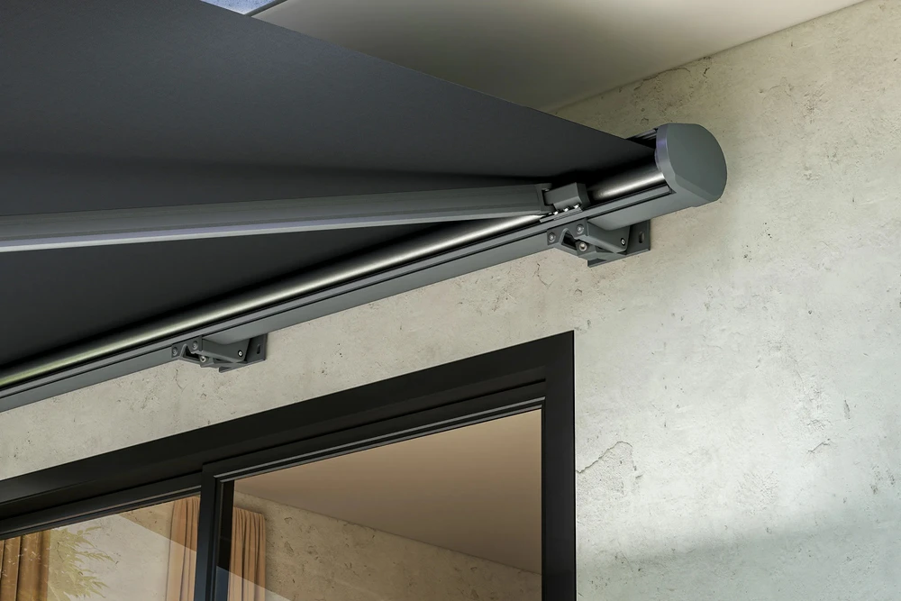 Terasos markizė DELUXE PLUS AUTOMATIC su LED ir jutikliu, 400x300 + 150 cm, Pilkas