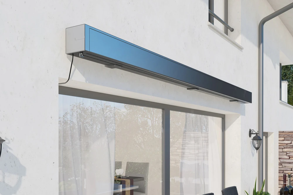Terasos markizė PRIME AUTOMATIC su LED ir jutikliu, 400x300 cm, Pilkas/Baltas