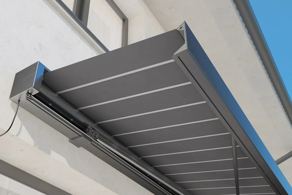 Terasos markizė PRIME AUTOMATIC su LED ir jutikliu, 450x300 cm, Pilkas/Baltas