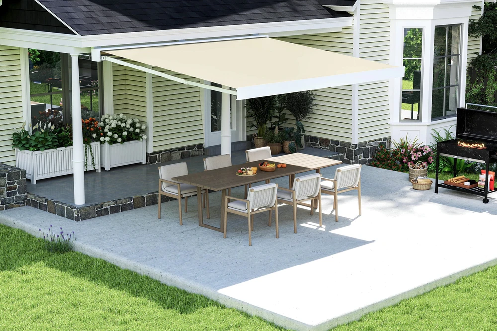 Terasos markizė PRIME AUTOMATIC su LED ir jutikliu, 500x300 cm, rusvai gelsvas