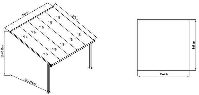 Terasos stoginė ATLANTA 3x3,1 m, Baltas