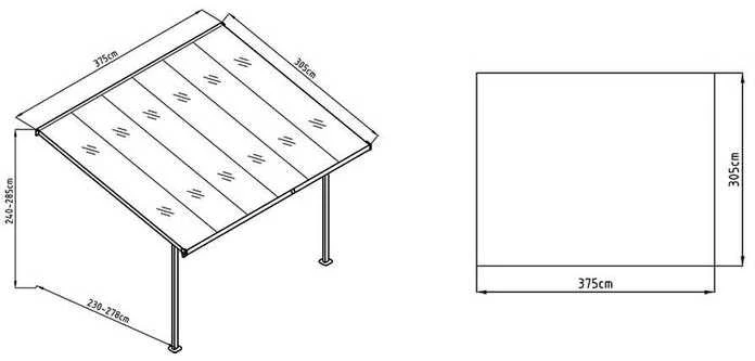 Terasos stoginė ATLANTA 3x3,7 m, Cold Pilkas