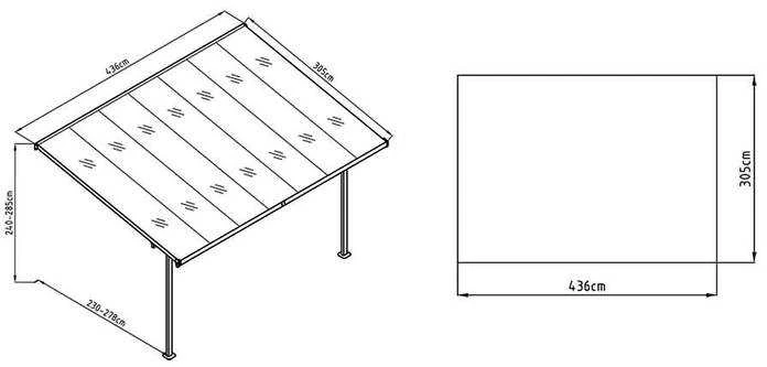 Terasos stoginė ATLANTA 3x4,4 m, Cold Pilkas