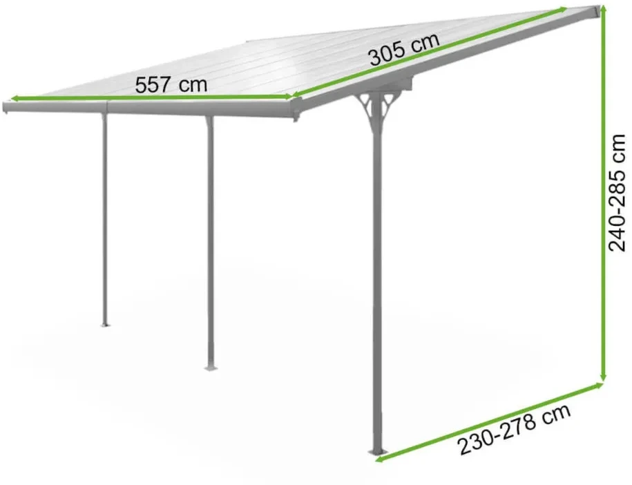 Terasos stoginė ATLANTA 5,5x3 m, Cold Pilkas
