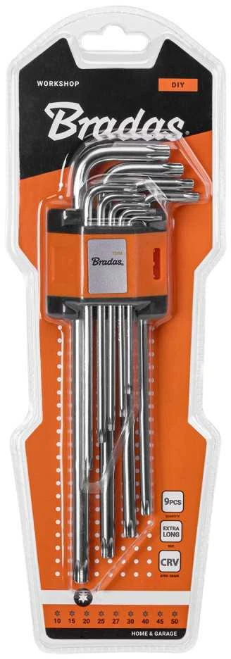 TORX raktų rinkinys 10–50 Bradas, 9 vnt., extra long