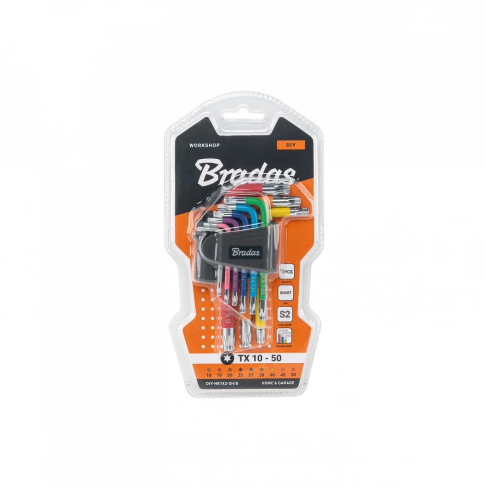 TORX raktų rinkinys Bradas TX 10-50 mm, multicolour / short, 9 vnt.
