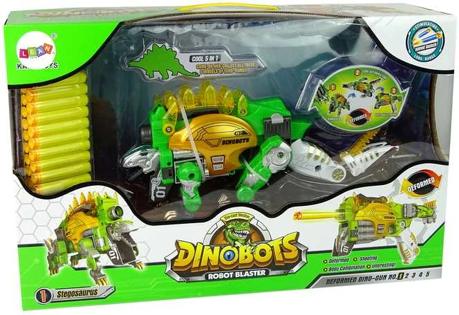 Transformeris dinozauras Dinobots 2in1 su šaudymo funkcija, žalias