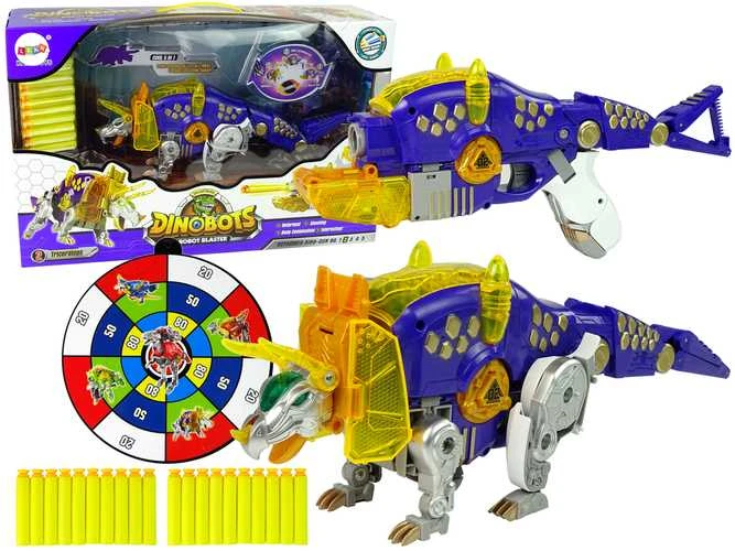 Transformeris dinozauras Dinobots 2in1 su šaudymo funkcija, violetinis