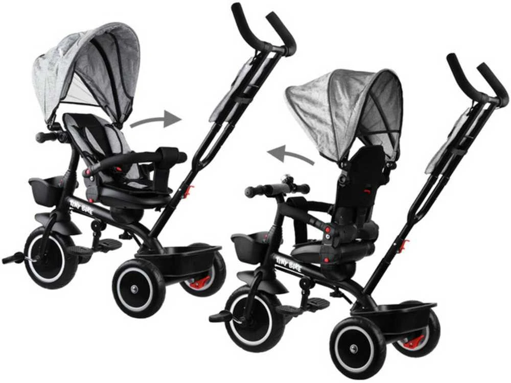 Triratukas su stogeliu Tiny Bike 3in1, pilkas