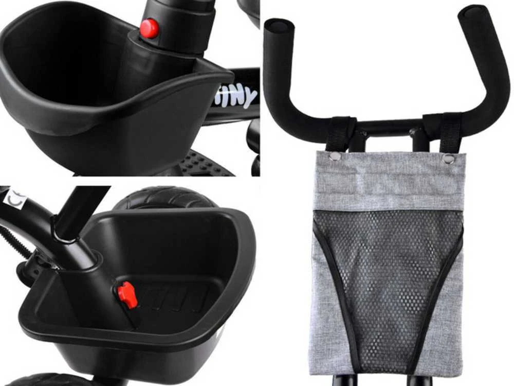 Triratukas su stogeliu Tiny Bike 3in1, pilkas