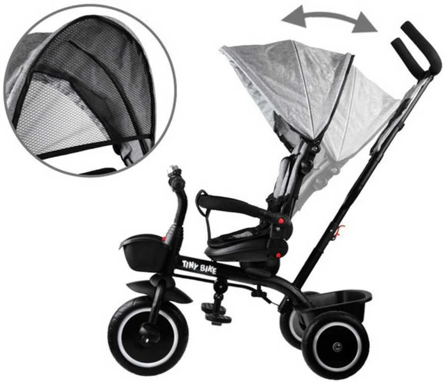 Triratukas su stogeliu Tiny Bike 3in1, pilkas
