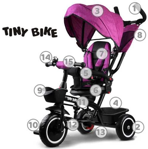 Triratukas su stogeliu Tiny Bike 3in1, rožinis