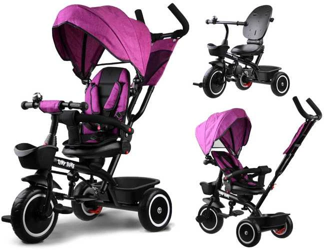 Triratukas su stogeliu Tiny Bike 3in1, rožinis