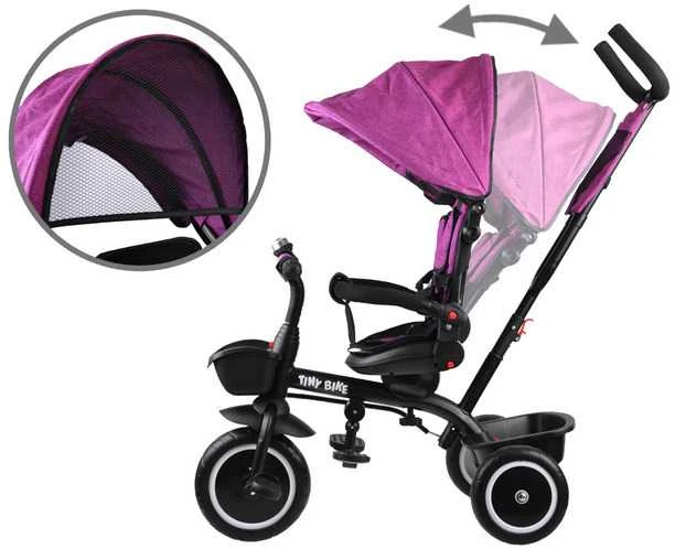 Triratukas su stogeliu Tiny Bike 3in1, rožinis